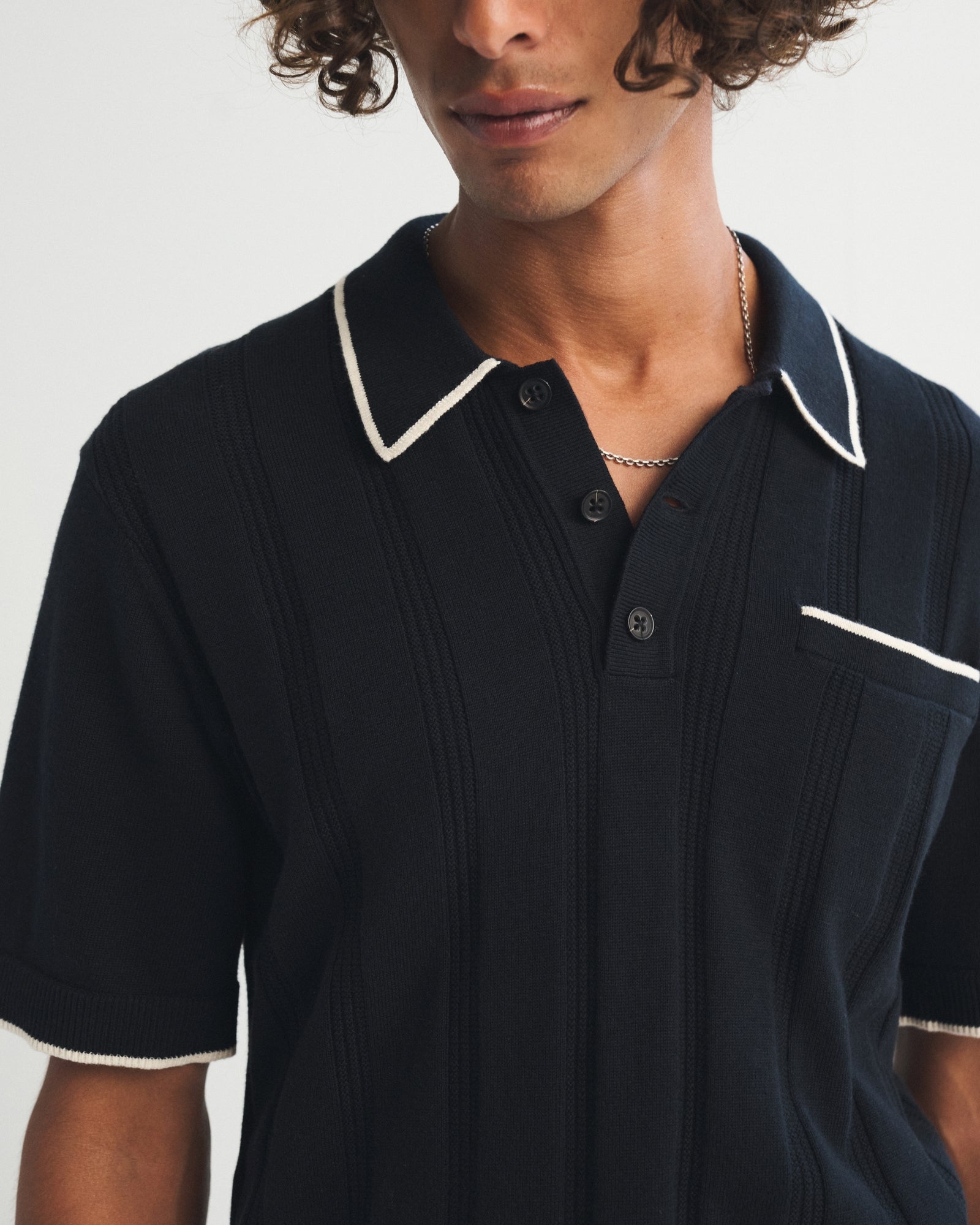 Abercrombie Refined Rib 3-Button Sweater Polo