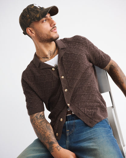 Abercrombie Crochet-Style Button-Through Sweater Polo