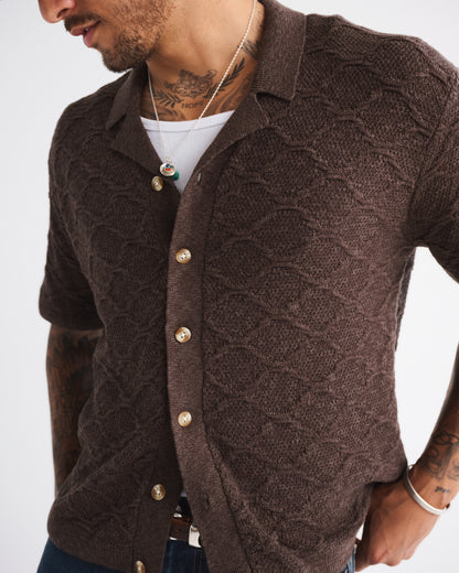 Abercrombie Crochet-Style Button-Through Sweater Polo