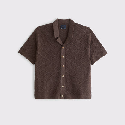 Abercrombie Crochet-Style Button-Through Sweater Polo