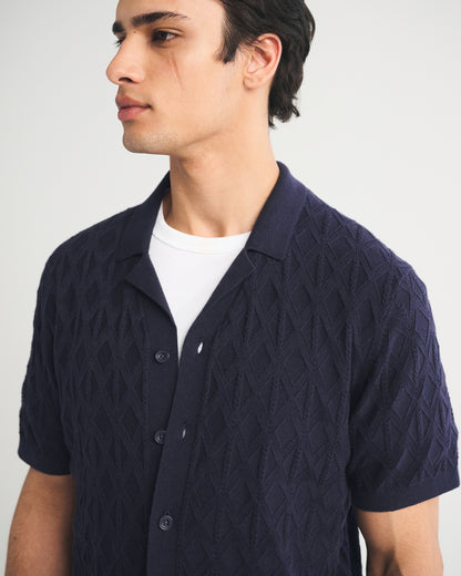 Abercrombie Diamond Stitch Button-Through Sweater Polo