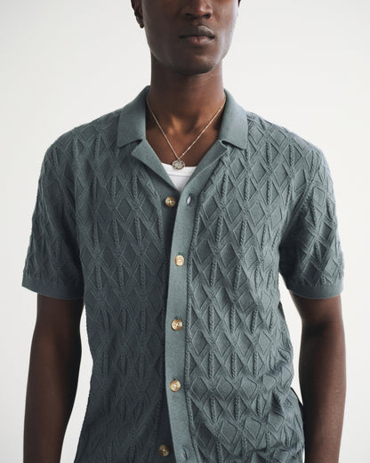 Abercrombie Diamond Stitch Button-Through Sweater Polo