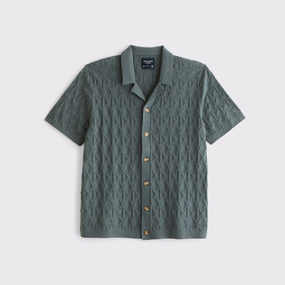 Abercrombie Diamond Stitch Button-Through Sweater Polo