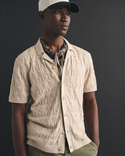 Abercrombie Diamond Stitch Button-Through Sweater Polo