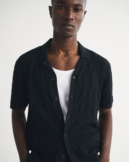 Abercrombie Diamond Stitch Button-Through Sweater Polo