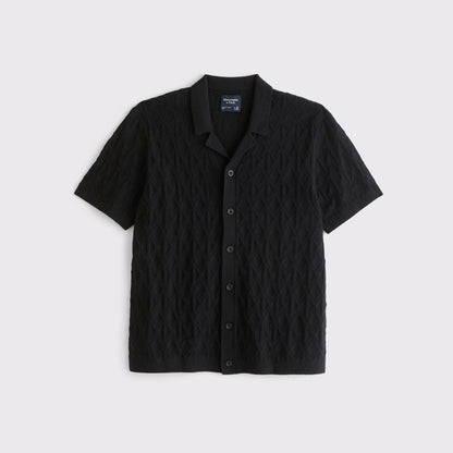 Abercrombie Diamond Stitch Button-Through Sweater Polo