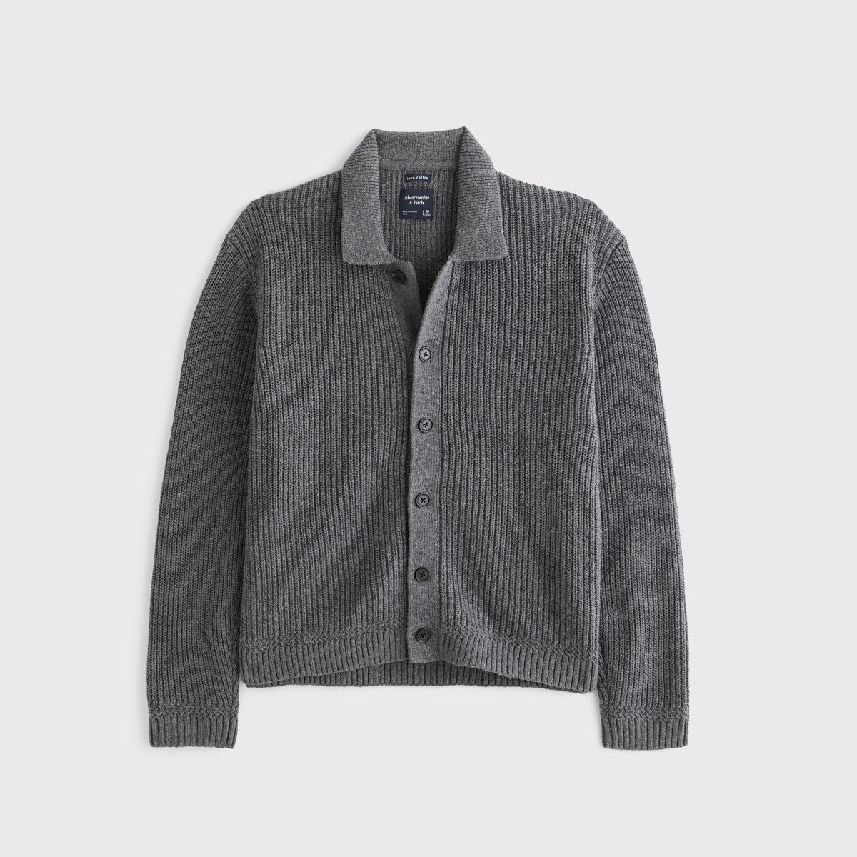 Abercrombie 100% Cotton Rib Collared Cardigan