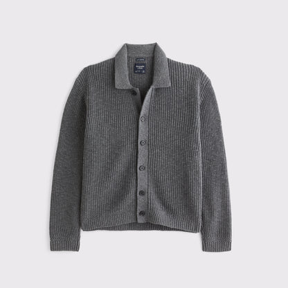 Abercrombie 100% Cotton Rib Collared Cardigan