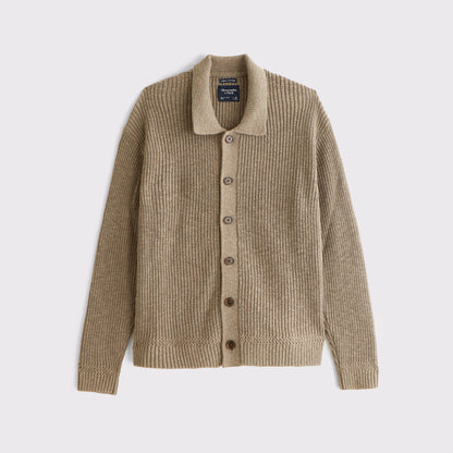Abercrombie 100% Cotton Rib Collared Cardigan