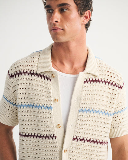 Abercrombie 100% Cotton Crochet-Style Button-Up Shirt