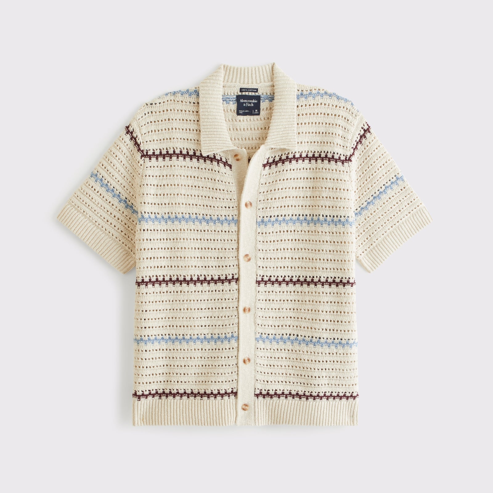 Abercrombie 100% Cotton Crochet-Style Button-Up Shirt