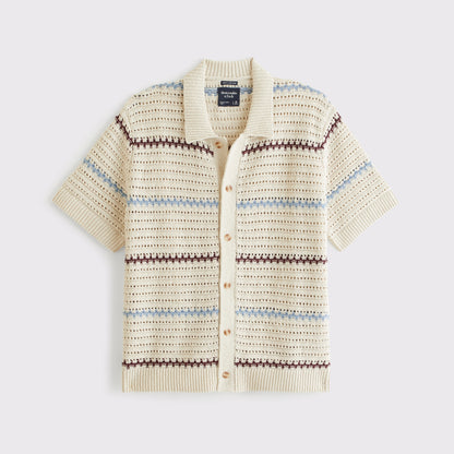 Abercrombie 100% Cotton Crochet-Style Button-Up Shirt