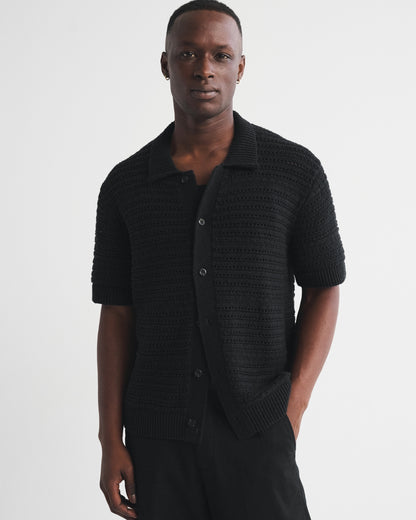 Abercrombie 100% Cotton Crochet-Style Button-Up Shirt