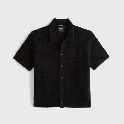 Abercrombie 100% Cotton Crochet-Style Button-Up Shirt