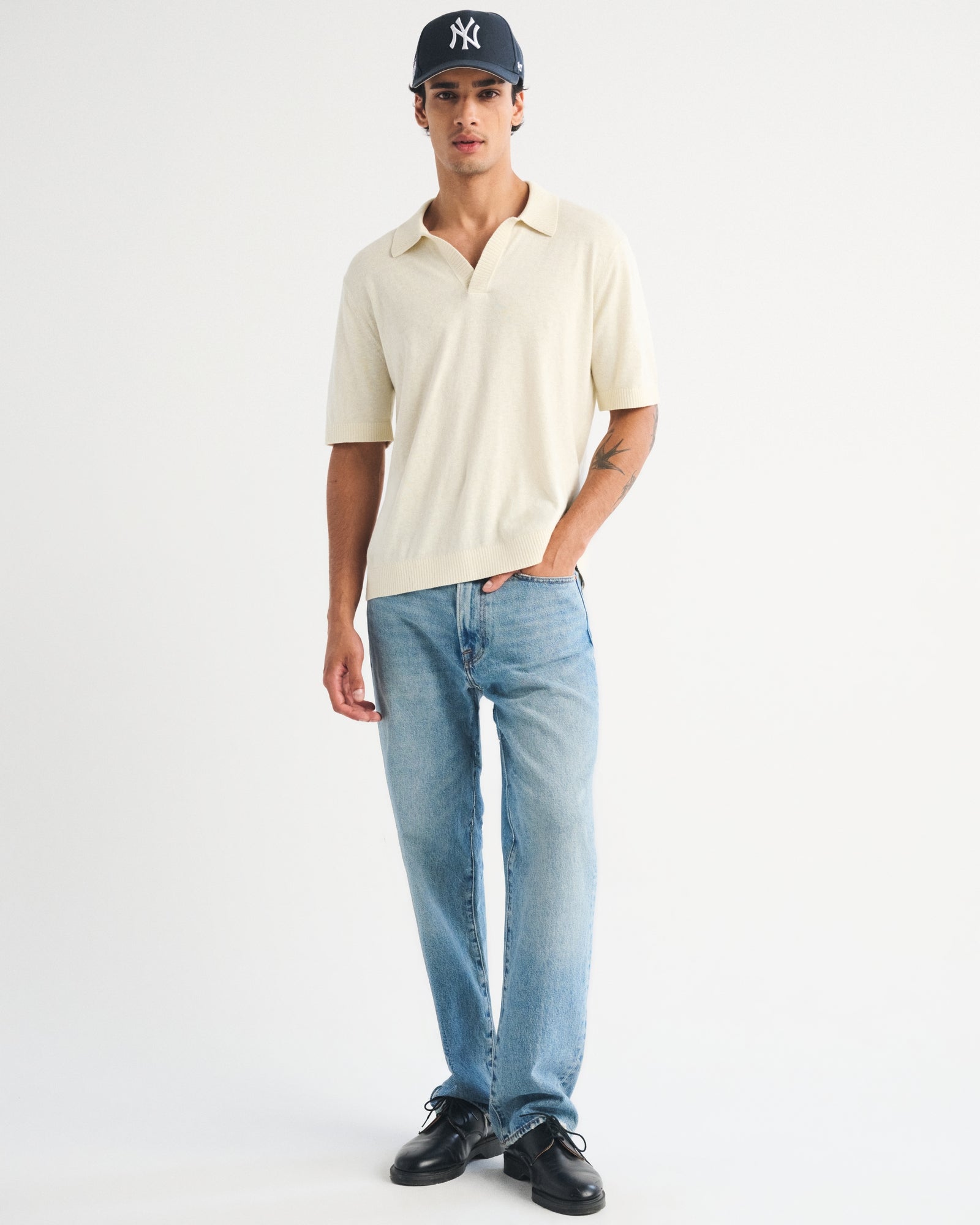 Abercrombie 100% Cotton Johnny Collar Sweater Polo