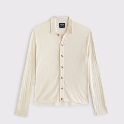 Abercrombie Long-Sleeve Button-Through Collared Sweater