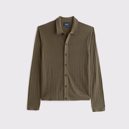Abercrombie Long-Sleeve Button-Through Collared Sweater