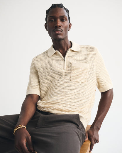 Abercrombie 100% Cotton Zip Sweater Polo