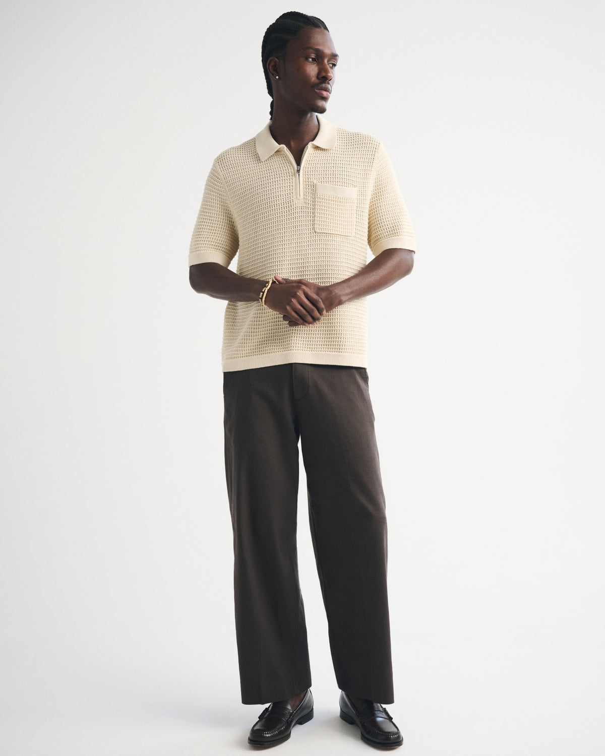 Abercrombie 100% Cotton Zip Sweater Polo