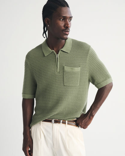Abercrombie 100% Cotton Zip Sweater Polo