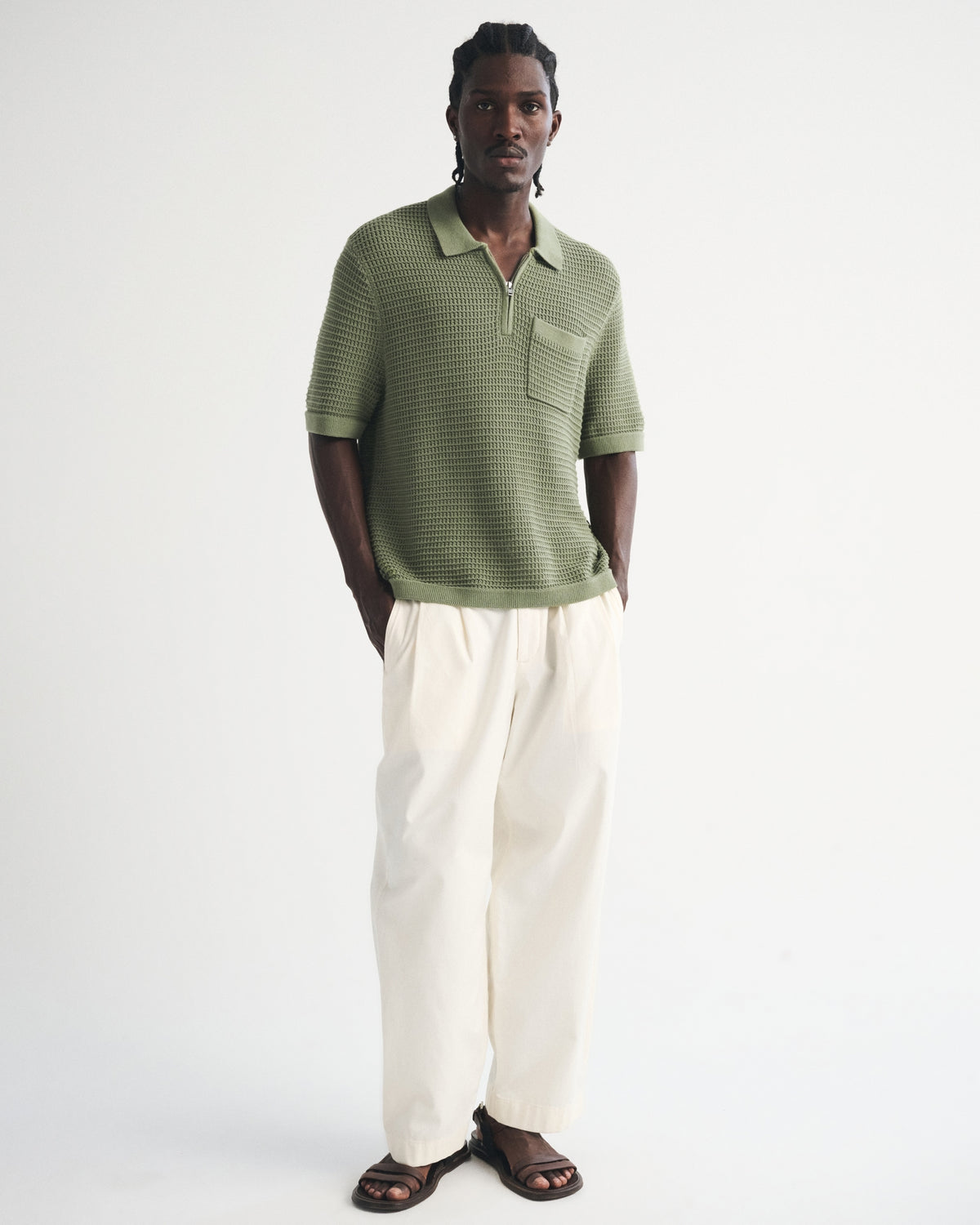 Abercrombie 100% Cotton Zip Sweater Polo