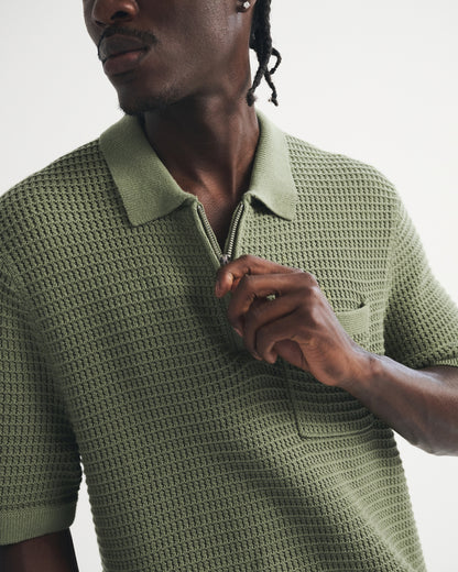 Abercrombie 100% Cotton Zip Sweater Polo