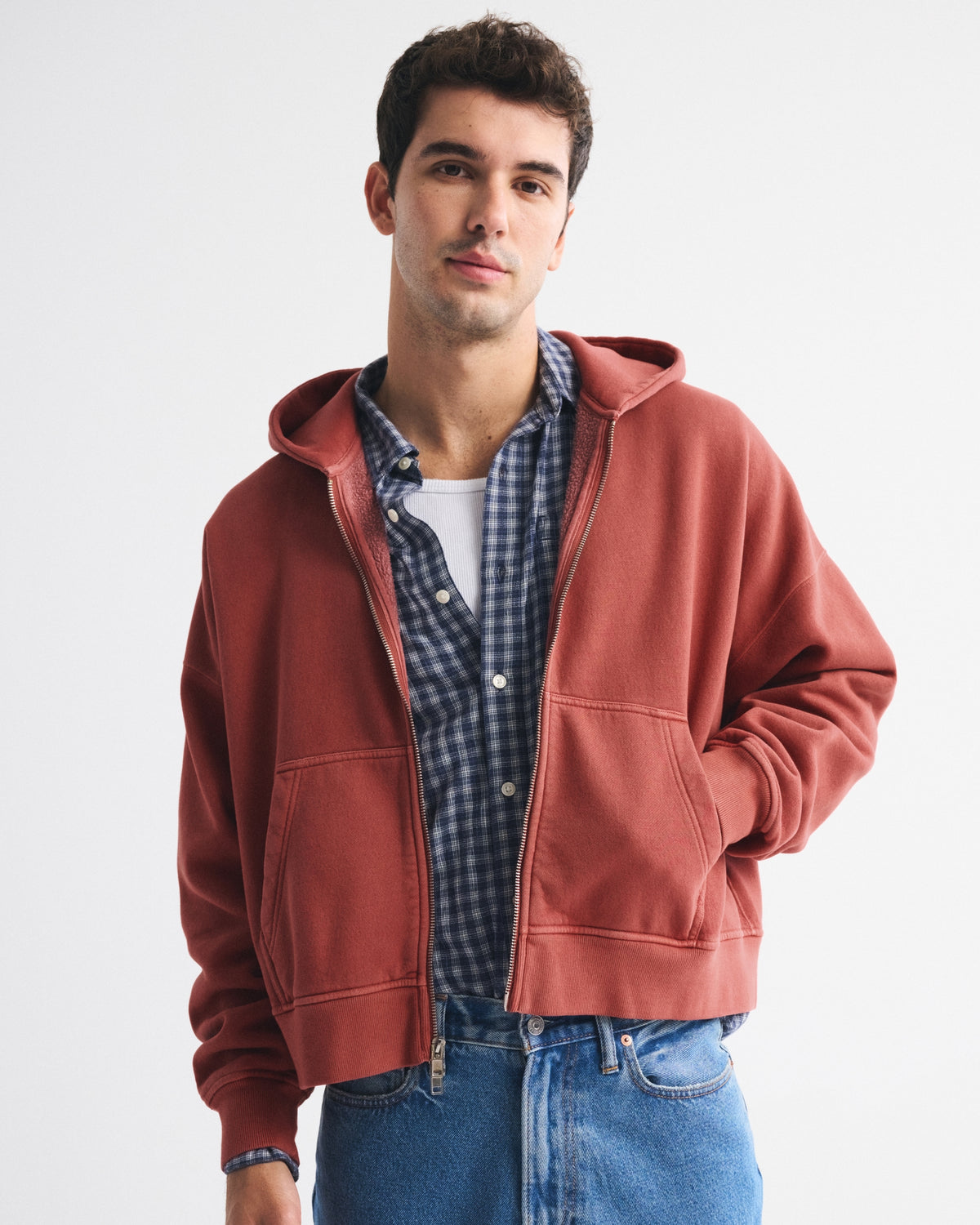 Abercrombie Essential Cropped Full-Zip Hoodie