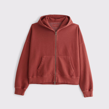 Abercrombie Essential Cropped Full-Zip Hoodie