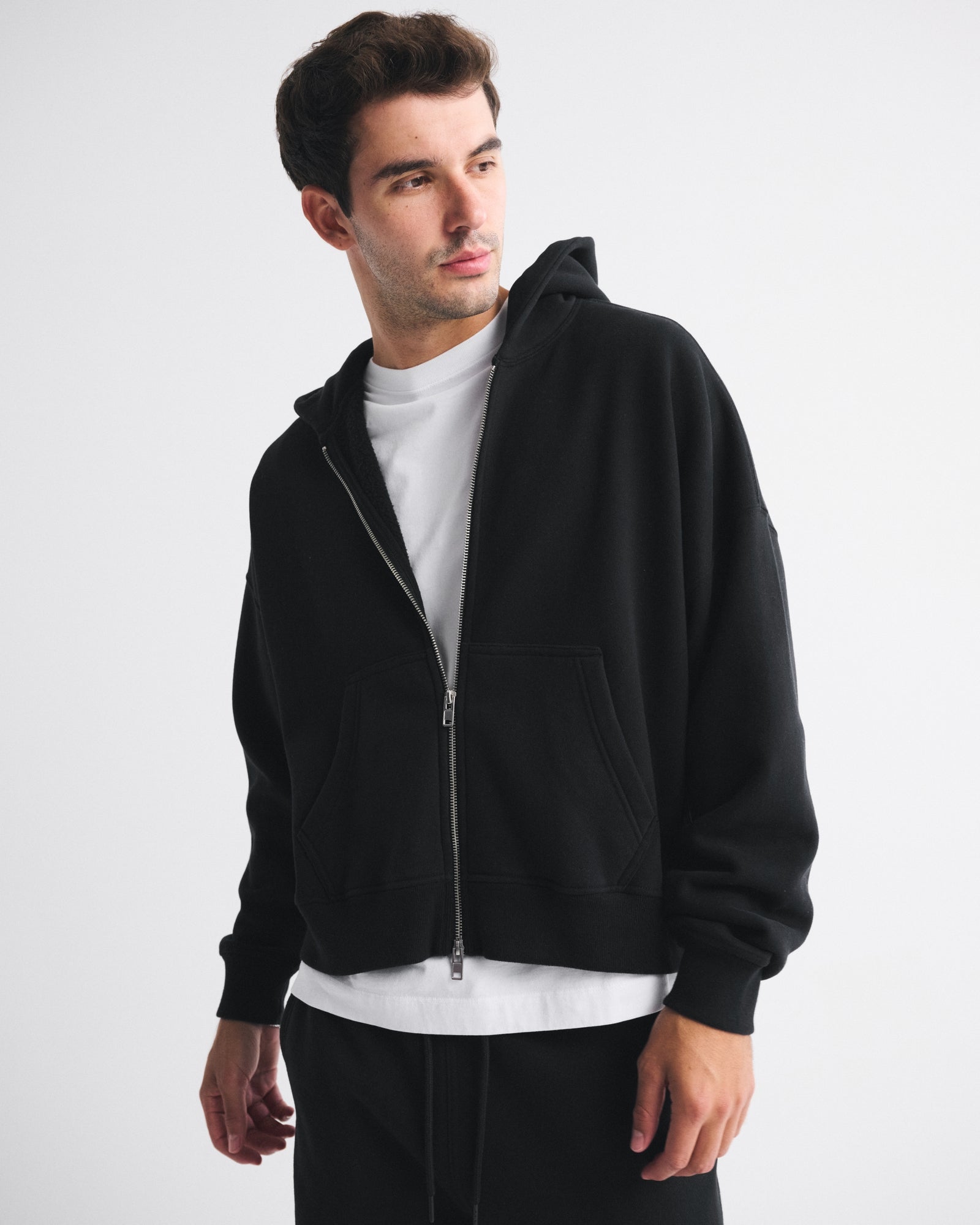 Abercrombie Essential Cropped Full-Zip Hoodie