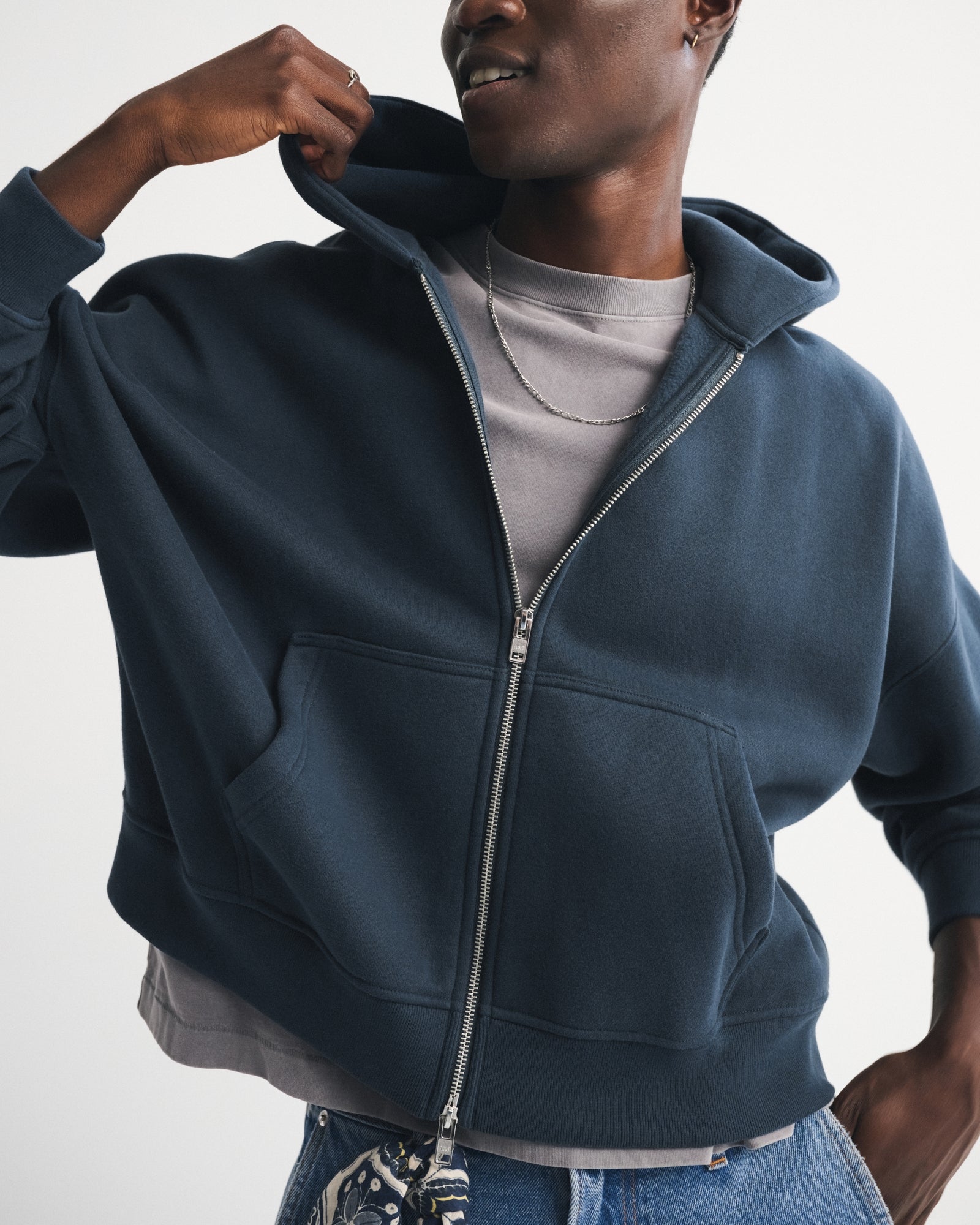 Abercrombie Essential Cropped Full-Zip Hoodie