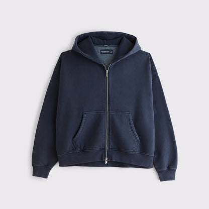 Abercrombie Essential Cropped Full-Zip Hoodie