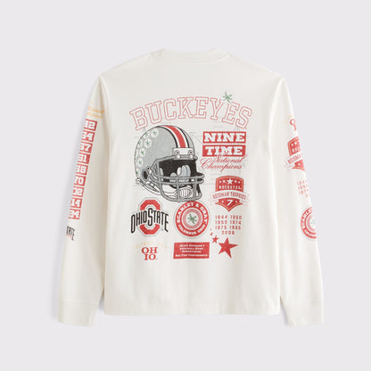 Abercrombie Ohio State Buckeyes Long-Sleeve Premium Heavyweight 2.0 Tee