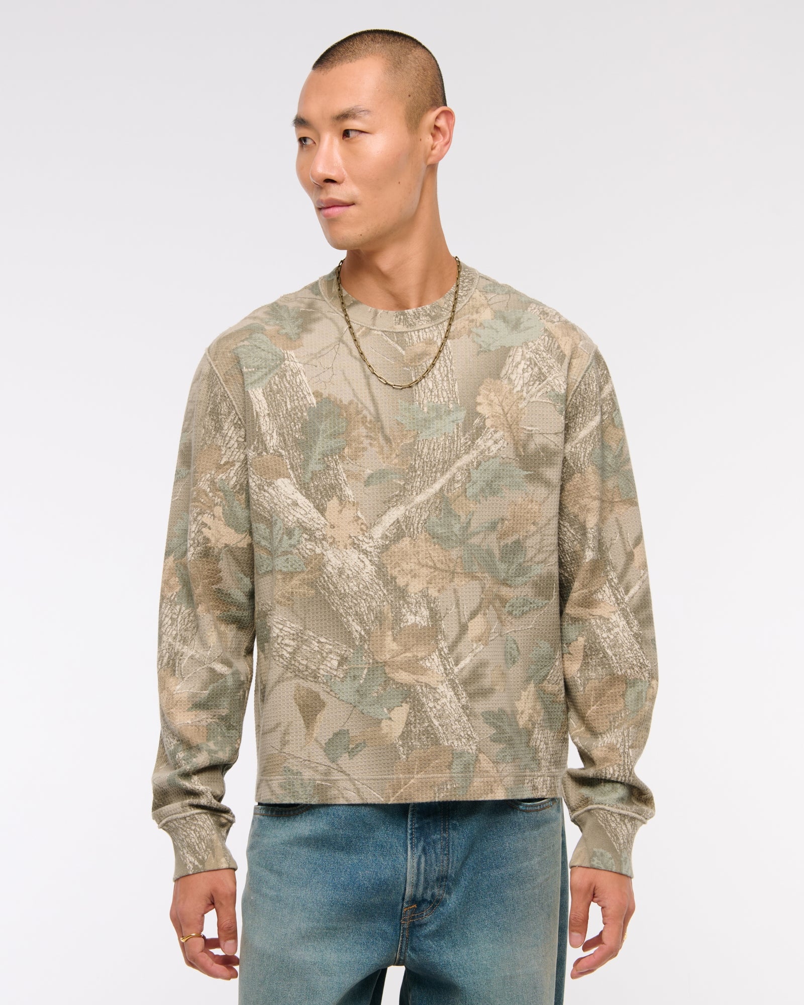 Abercrombie Long-Sleeve Grid Waffle Tee