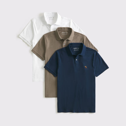 Abercrombie 3-Pack Tonal Icon Don't Sweat It Polos