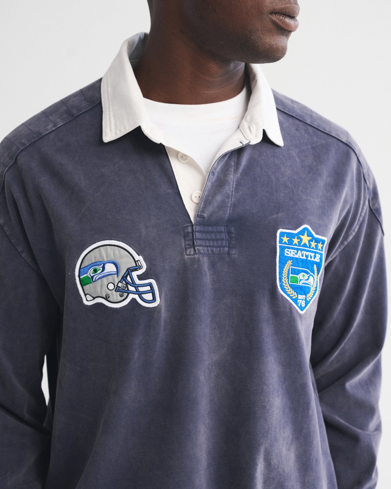 Abercrombie Seattle Seahawks Premium Heavyweight Rugby Polo