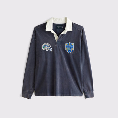 Abercrombie Seattle Seahawks Premium Heavyweight Rugby Polo