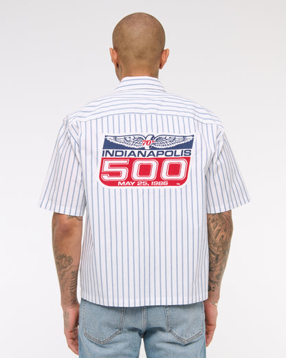 Abercrombie Short-Sleeve Racing Workwear Button-Up Shirt