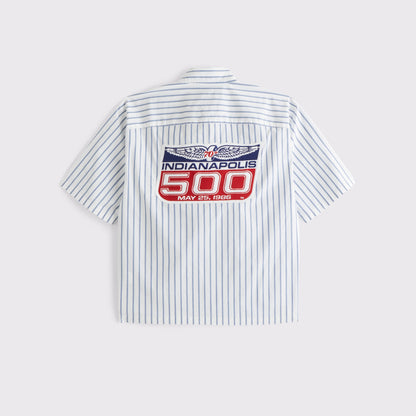 Abercrombie Short-Sleeve Racing Workwear Button-Up Shirt