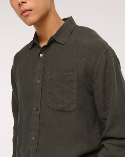 Abercrombie Cropped 100% Linen Button-Up Shirt