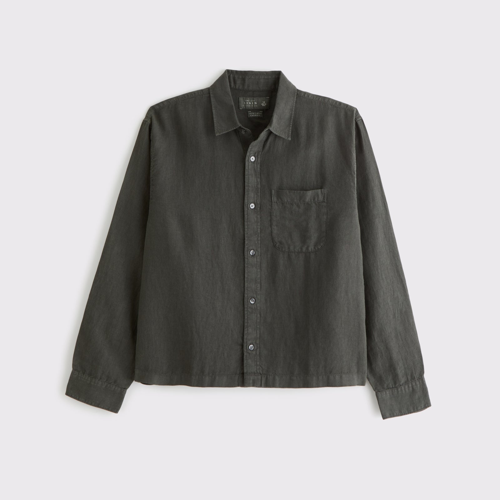 Abercrombie Cropped 100% Linen Button-Up Shirt