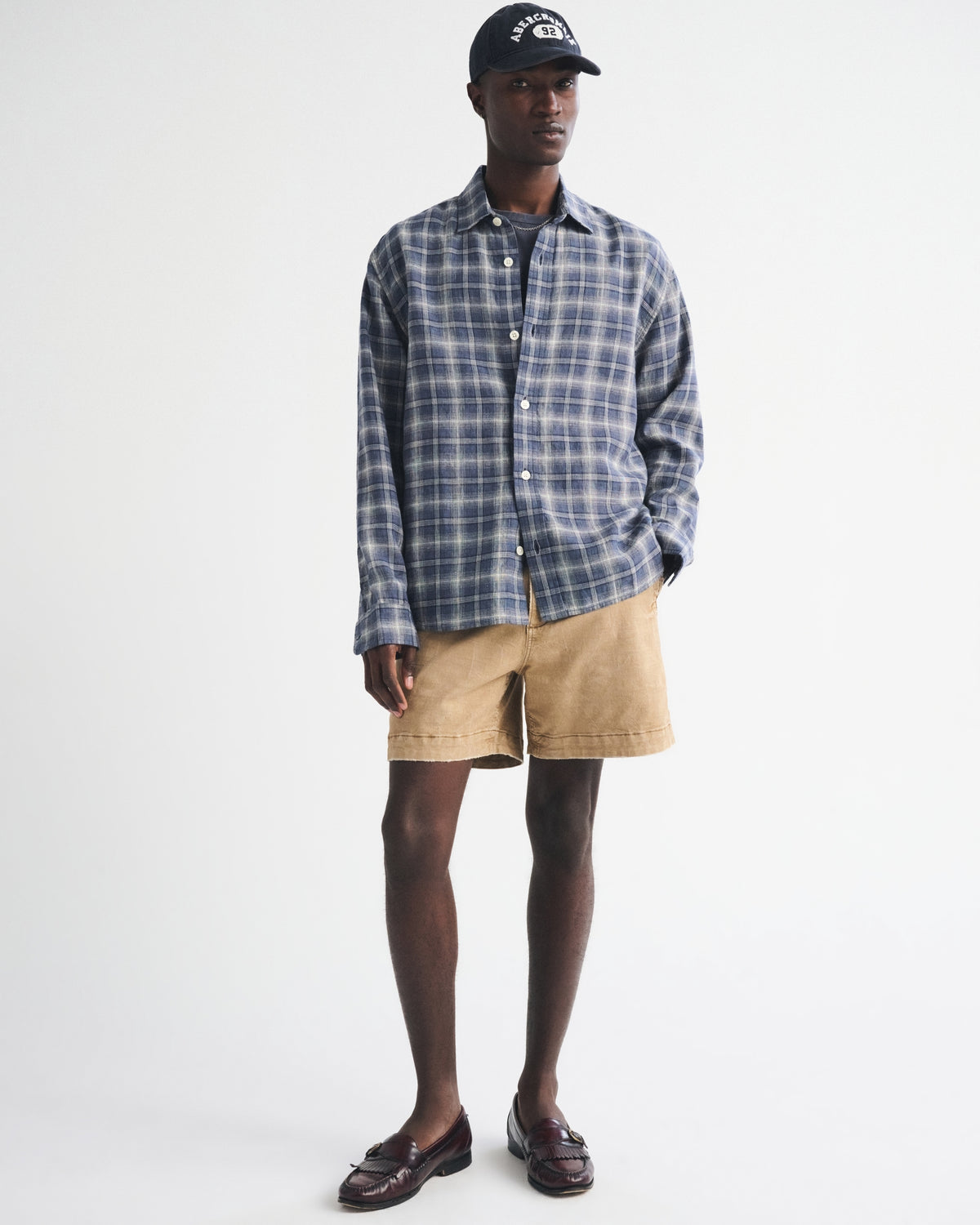 Abercrombie Linen-Blend Plaid Shirt