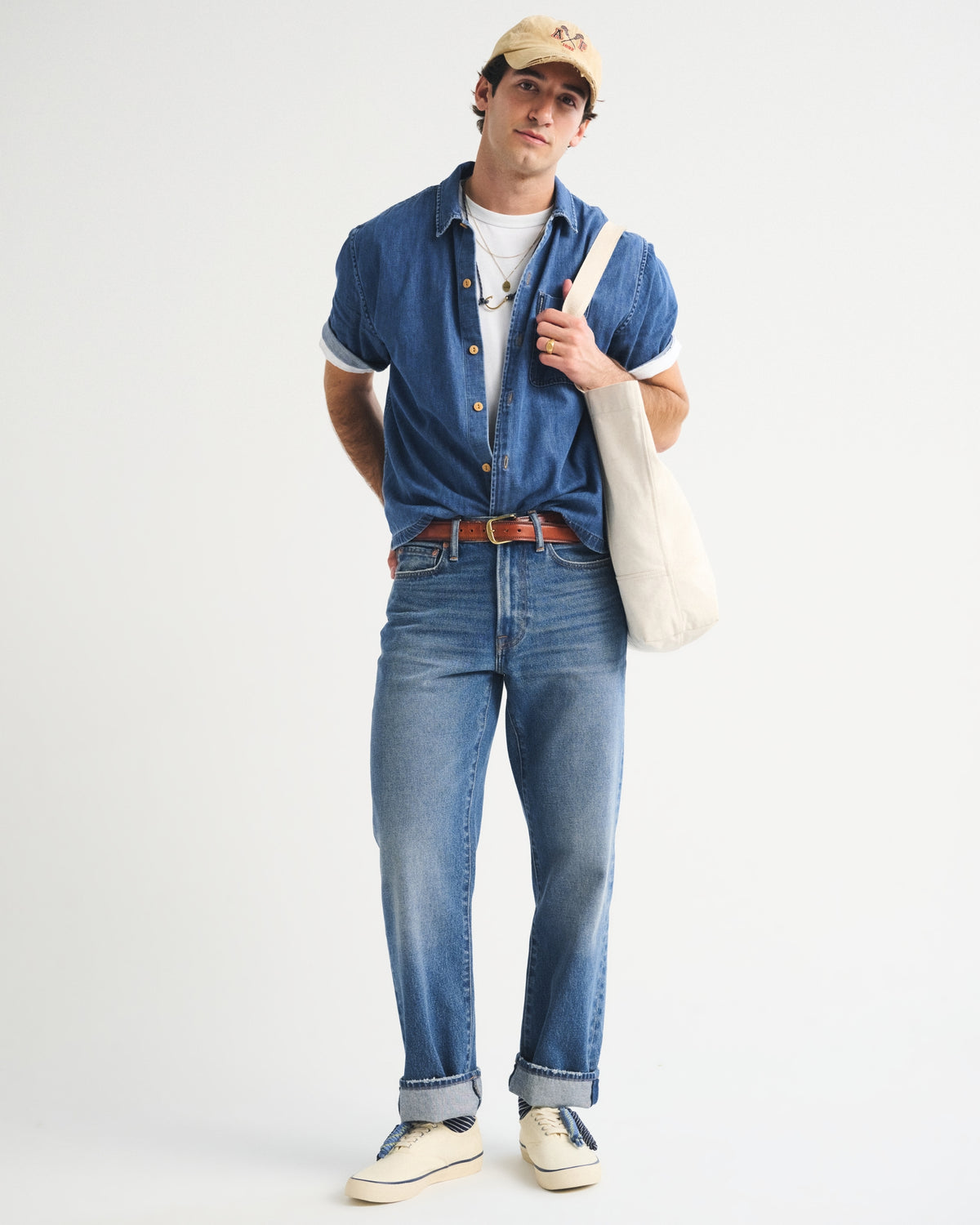 Abercrombie Short-Sleeve Denim Button-Up Shirt
