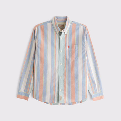 Abercrombie Striped Logo Button-Up Shirt