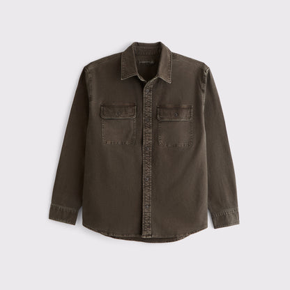 Abercrombie Long-Sleeve Canvas Button-Up Shirt