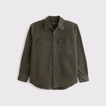 Abercrombie Long-Sleeve Canvas Button-Up Shirt