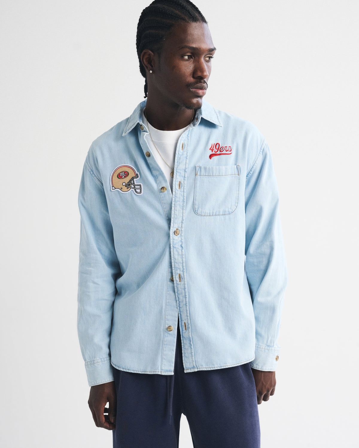 Abercrombie New England Patriots Denim Button-Up Shirt