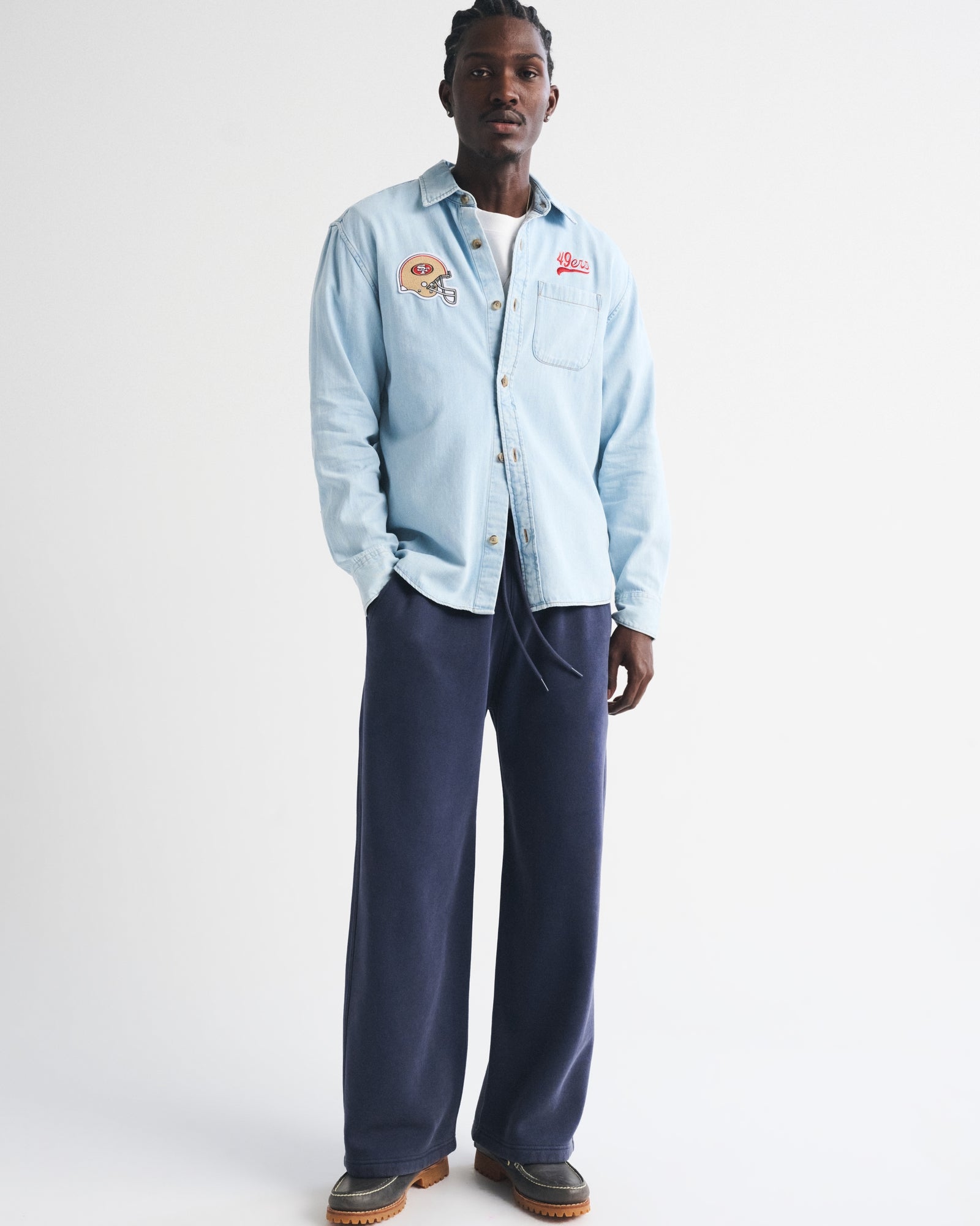 Abercrombie New England Patriots Denim Button-Up Shirt