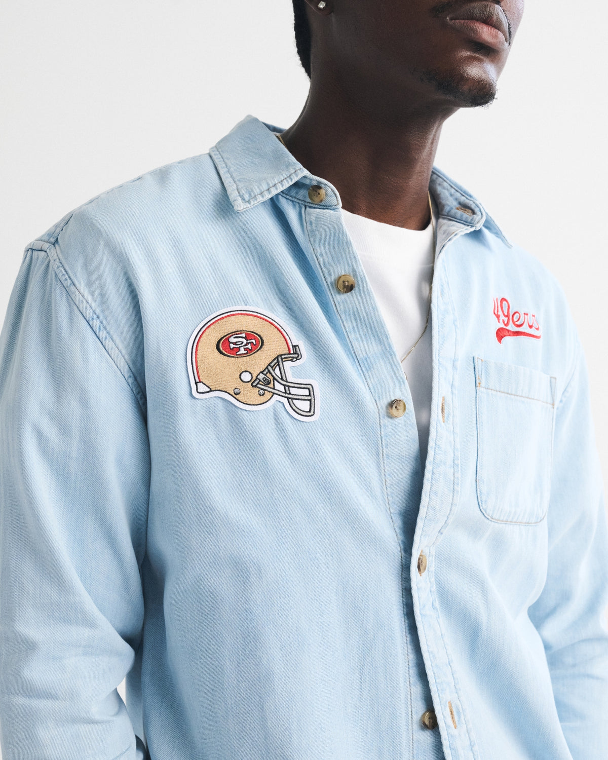 Abercrombie New England Patriots Denim Button-Up Shirt
