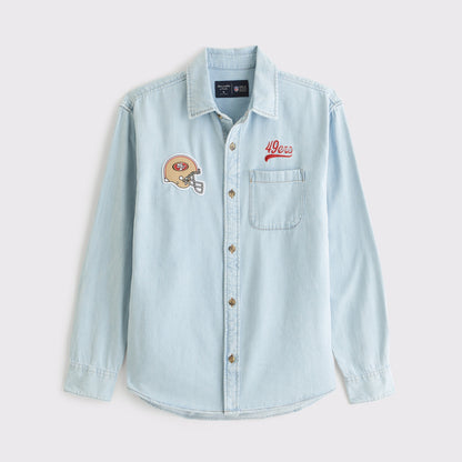 Abercrombie New England Patriots Denim Button-Up Shirt