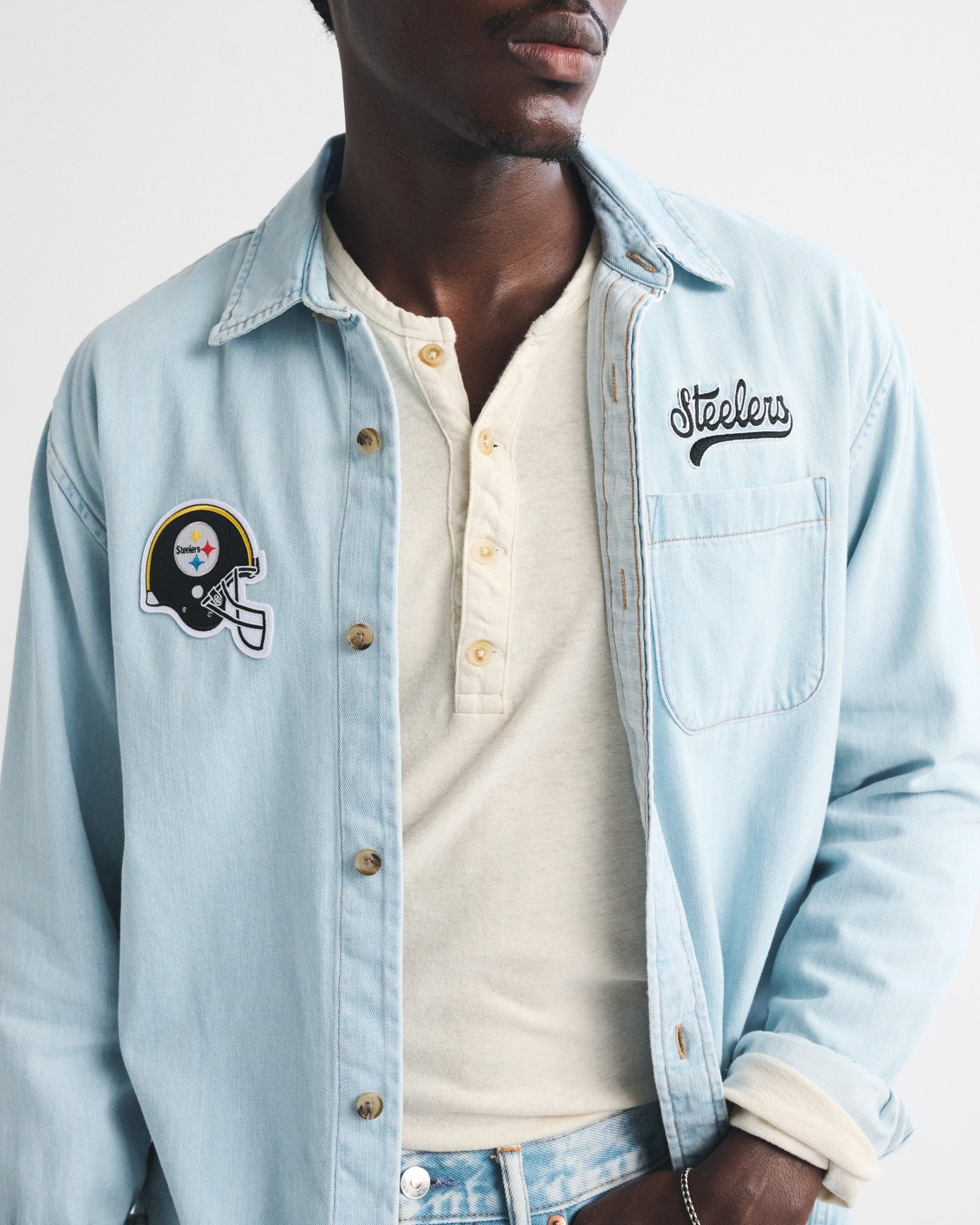 Abercrombie New England Patriots Denim Button-Up Shirt